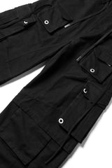 RELABEL Multi-Pocket Detachable Scarf Distressed Cargo Black