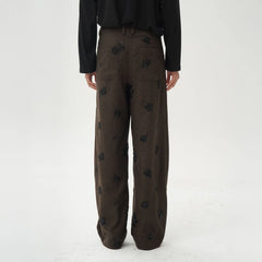 ORAL UTOPIA Embellished Sequin Embroidery Curved Pants