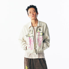 1997 POSTOFFICE Floral Cross Faux Suede Jacket