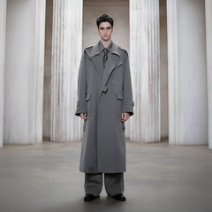 FACEONLAB Essential Military Trench Coat Gray