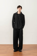 MOITIEDEPETALE Asymmetrical Collar Stitch Spliced Pullover