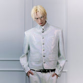 FACEONLAB Iridescent Diamond Mandarin Collar Jacket
