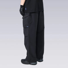 SILENSTORM Multi-Pocket Drawstring Crinkled Pants