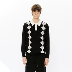 KREATE Retro Argyle Polo Sweater
