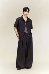 ALVNG AR ANTS Asymmetrical Snap Placket Mini Check Half Shirt