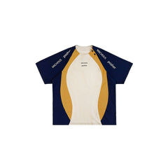 MIICHOUS Curve Spliced Button-Neck Raglan T-Shirt