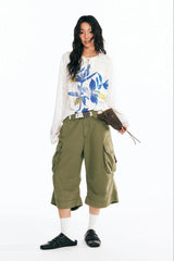 1997 POSTOFFICE Sesame Leaves Drawstring Neck Long-Sleeve Tee