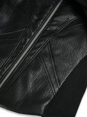 FLYERRER Structured Panel Faux Leather Biker Jacket