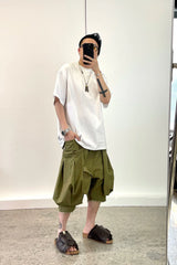 ME DA IGUAL Multi-Pocket Raw Hem Utility Balloon Shorts