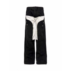 PCCVISION Contrast Panel Moto PU Pants