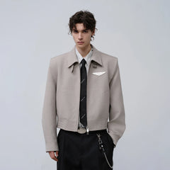 FACEONLAB Cropped Harrington Zip Jacket Gray