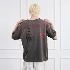 FACEONLAB Punk Graffiti Diamond Distressed T-Shirt