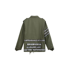 NOTHINGNESS WORLD Slogan Patchwork Multi-Pocket Utility Jacket