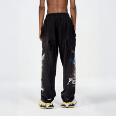 ULIPERY Distressed Glow Crinkled Sweatpants
