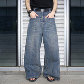LABELROOM Retro Flap Pocket Panel Wide-Leg Pants