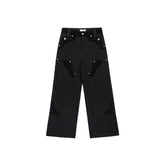 ESAIAS Rune Embroidered Velvet Panel Pants