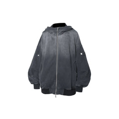 RELABEL Gradient Washed Panel Hooded Jacket Black