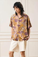 EPIC POETRY Botanic Geometry Satin Cuban Half Shirt