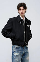 FACEONLAB Cropped Harrington Zip Jacket Black