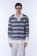 ASSEEN Horizontal Gradient Stripe Button Cardigan Gray