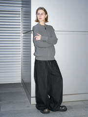 LABELROOM Washed Wide-Leg Raw Denim Pants