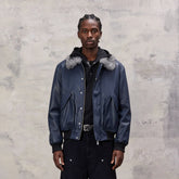 ALVNG AR ANTS Faux Fur Collar PU Jacket