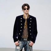 FACEONLAB Velvet Operatic Cropped Jacket Purple