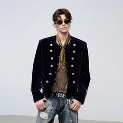 FACEONLAB Velvet Operatic Cropped Jacket Purple