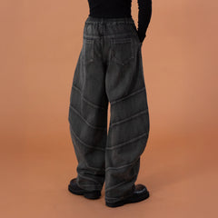 CLP Washed Arc Panel Strap Wide-Leg Jeans