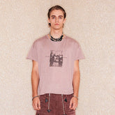 RICHILL Cat and Mouse Graphic Frayed Sleeve T-Shirt