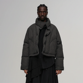 ILNya Nieternite Nifutur Asymmetrical Collar Cocoon Cropped Down Jacket