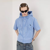 ASSEEN Star Patchwork Hooded Half Shirt