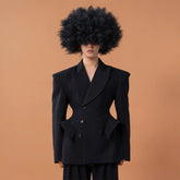 CLP Double-Breasted Cinched-Waist Blazer