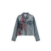 NOTHINGNESS WORLD Washed Multi-Print Denim Jacket