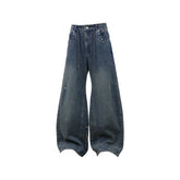 RELABEL Washed Studded Panel Oversized Jeans Blue