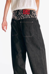 1997 POSTOFFICE Leopard Waist Double-Knee Wide-Leg Pants