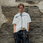 LUUUCAM Cruciform Rifle Graphic Washed T-Shirt