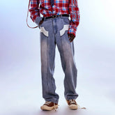 REDH Patch Washed Straight-Leg Jeans