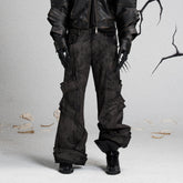 FLYERRER Mutation Layered Strap Distressed Wide-Leg Pants