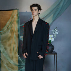 JIECHI Spiked Embellished Oversized Blazer