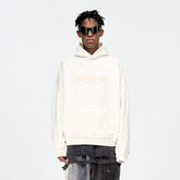 ULIPERY Dirty Fit Distressed Crinkled Hoodie White