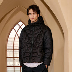 DONSMOKE Spider Web Quilt Hooded Puffer Jacket