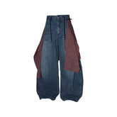 RELABEL Detachable Drape Drawstring Baggy Jeans Blue