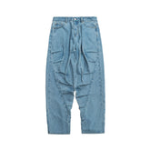 ME DA IGUAL Deconstructed Washed Ruched Jeans