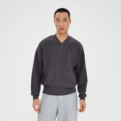 CATSSTAC Wheat-Weave V-Neck Oversized Sweater