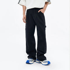 OVERLAPS Washed Multi-Pocket Cargo Jeans