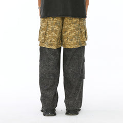 VANN VALRENCE Detachable Two-Tone Paneled Cargo Jeans