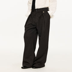 KREATE Modern Pinstriped Pleated Wide-Leg Trousers
