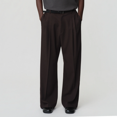 OPICLOTH Modern Pleats Wool-Blend Straight-Leg Pants