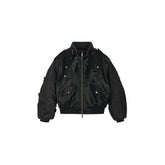 SAVAGEGROWTHWORLD Embroidered Ruched-Sleeve Reflective-Stripe Bomber